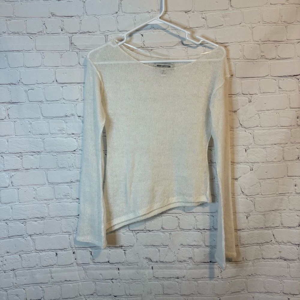 Urban Outfitters Cream Asymmetrical Long Sleeve Top